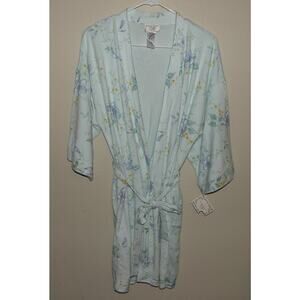 Amanda Stewart Intimates Women's Medium Aqua Print Bathrobe NWT